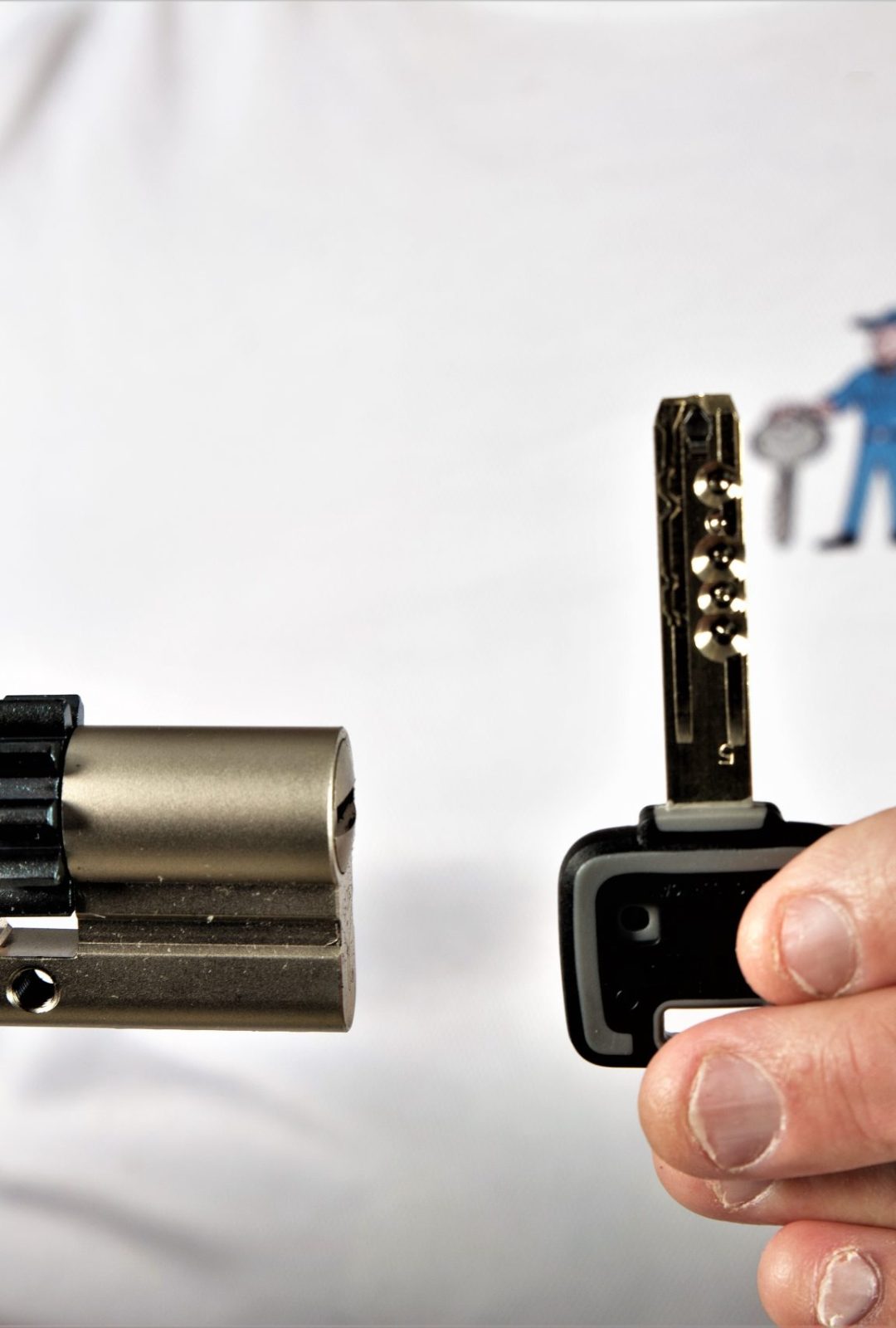 holding a key and a lock